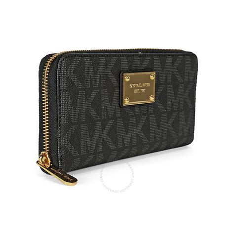 michael kors zip around continental wallet black|Michael Kors white wallet small.